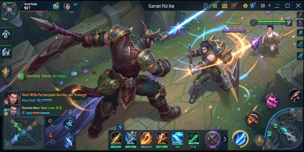 Screenshot gameplay 9ET yang menunjukkan aksi seru pertempuran MOBA