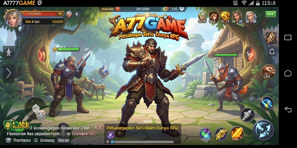 Screenshot A777GAME yang menampilkan pertarungan seru di dunia RPG.