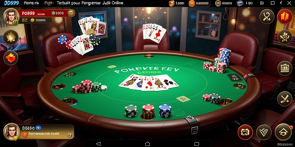 Screenshot DS99 menampilkan momen seru di meja poker.