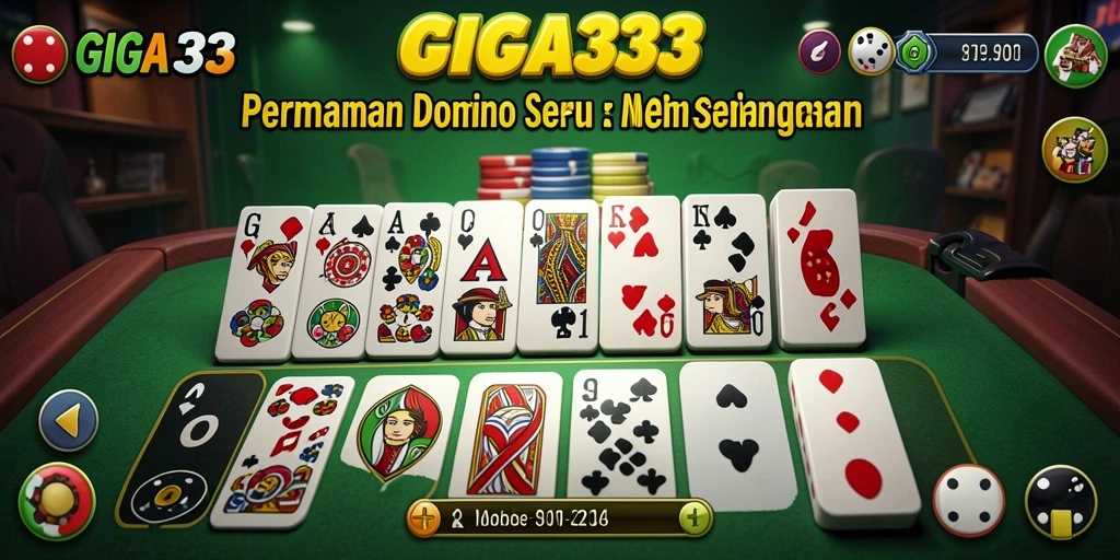 Screenshot utama GIGA33 menampilkan suasana bermain Domino yang seru.