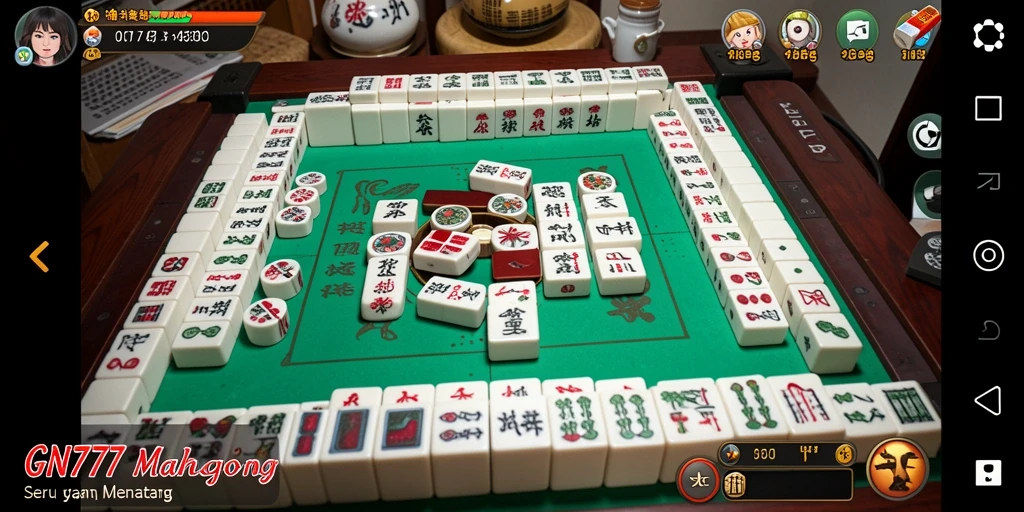 Screenshot gameplay GN777 yang menampilkan suasana permainan Mahjong yang seru.