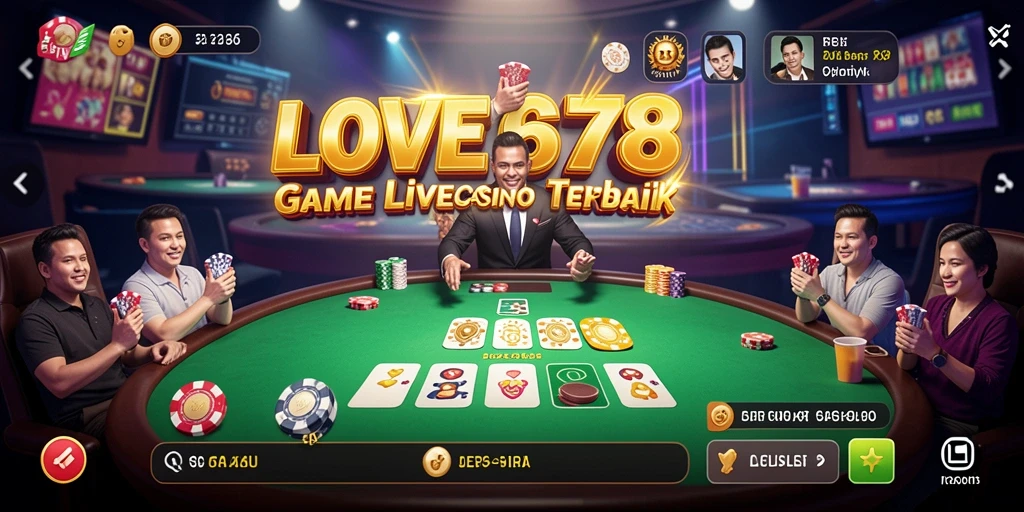 Screenshot utama LOVE678 menampilkan dealer cantik dan gameplay Live Casino yang menarik.