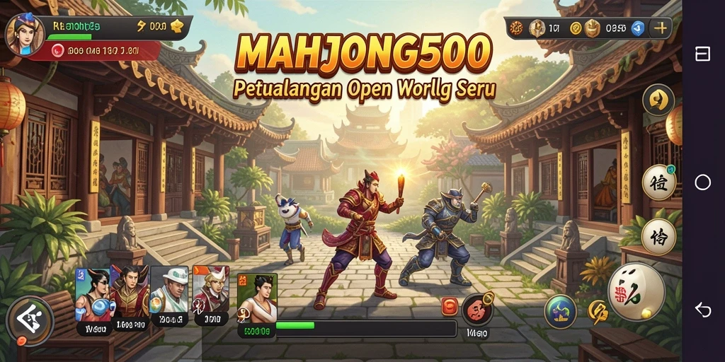Tampilan gameplay seru dalam dunia Open World MAHJONG500.