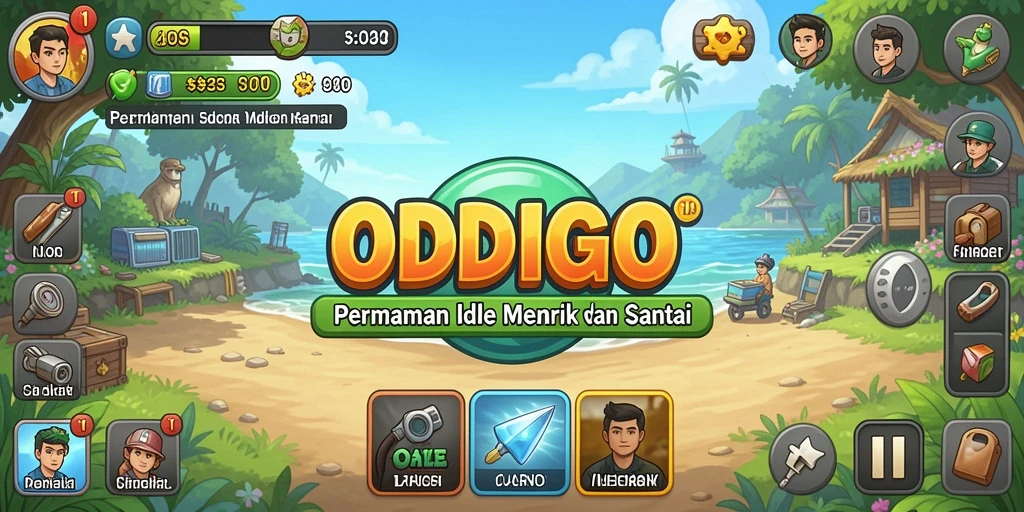 Screenshot utama ODDIGO menampilkan aksi gameplay idle yang menarik.