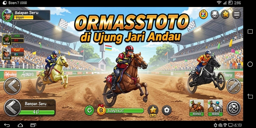 Tampilkan gameplay balapan seru ORMASSTOTO dengan grafis mengesankan.