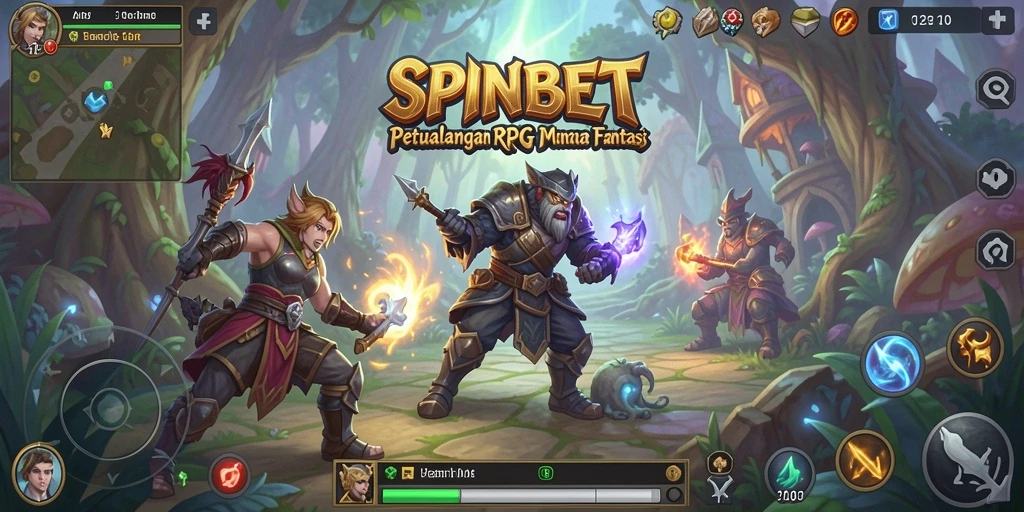 Tampilan gameplay RPG yang epik dan mendebarkan di SPINBET.