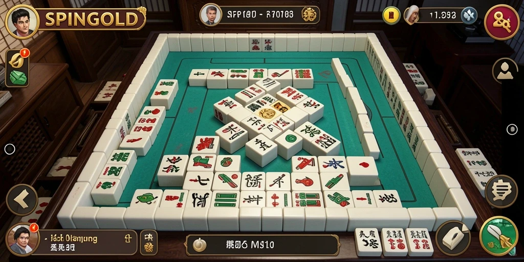 Tampilan gameplay SPINGOLD yang menarik dan dinamis saat bermain Mahjong.