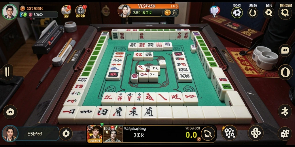 Tampilan menarik dari gameplay Mahjong VESPA69 yang seru.